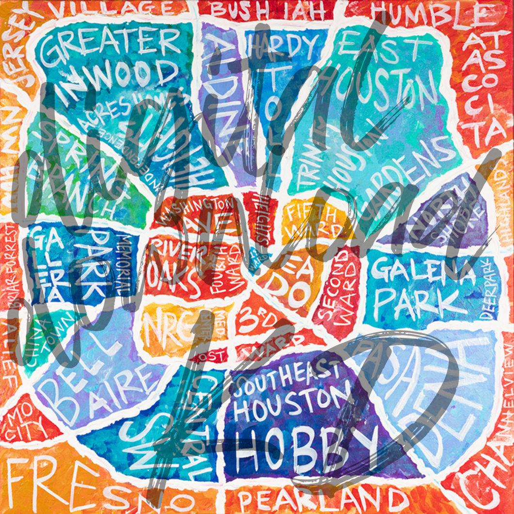 Houston Neighborhoods Map Digital Download