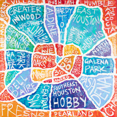 Houston Neighborhoods Map Original Artwork